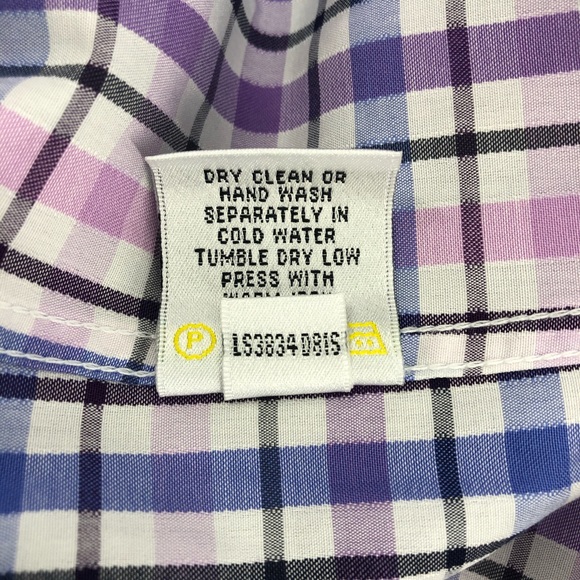 Bugatchi Purple Check Shaped Fit Button Down Shirt - Picture 8 of 8